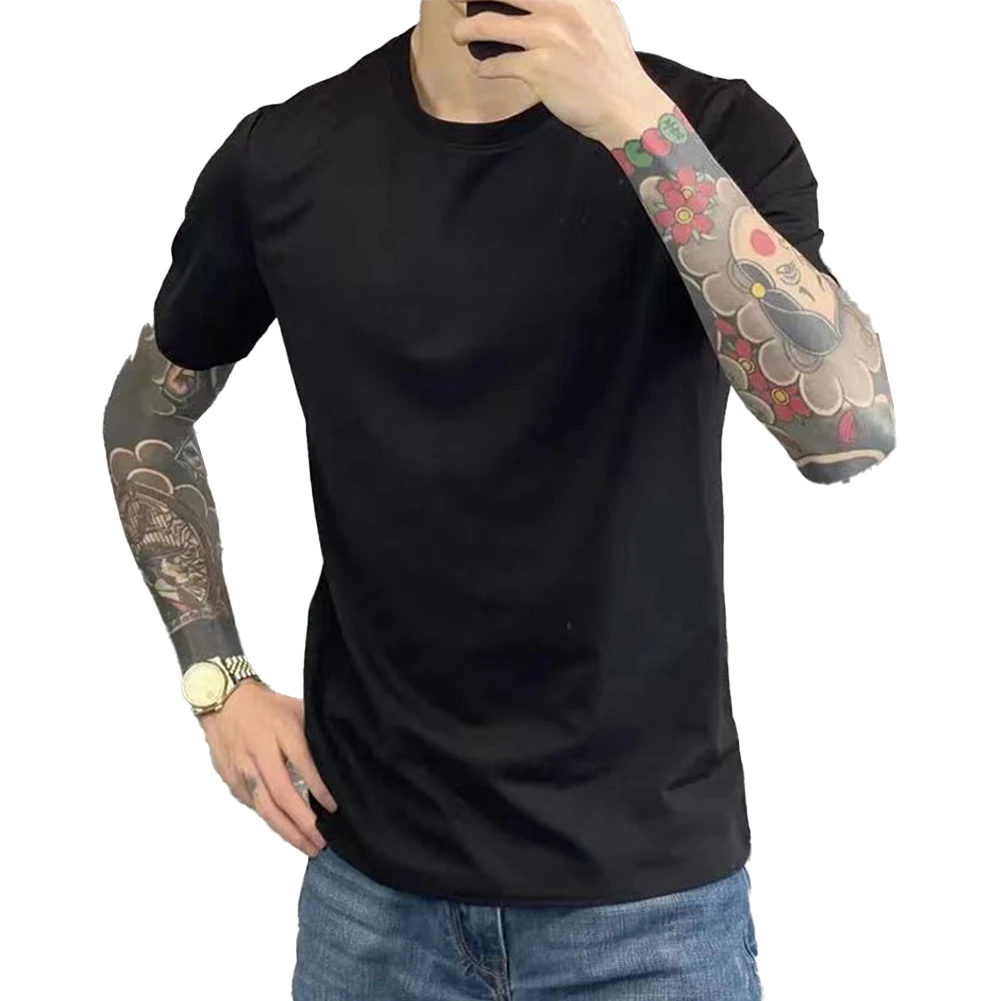 

Casual Gatherings Outdoor Activities Black Short Sleeved Shirt Solid Color Shirt Solid Color Tee Fashionable Attire