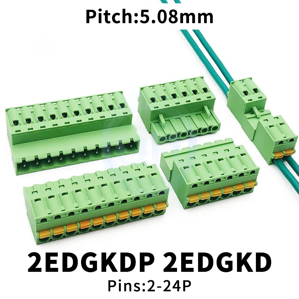 (1 Set) KF 2EDGKDP 2EDGKD 5.08mm Solderless Screwless 15EDGKDP 15EDGKD 5.08 Spring loaded Push-Pull Terminal Blocks Set 2P-24Pin