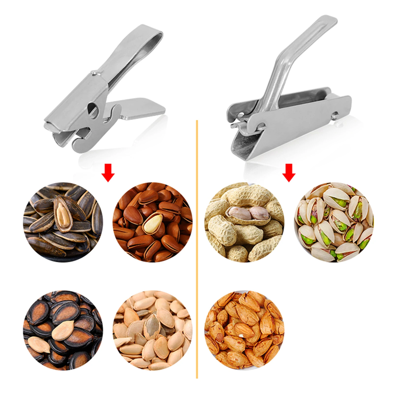 Stainless Steel Nut Sheller Peanut Pincers Melon Seeds Opener Pistachios Sunflower Seeds Peeler Walnut Plier Clamp Kitchen Tools