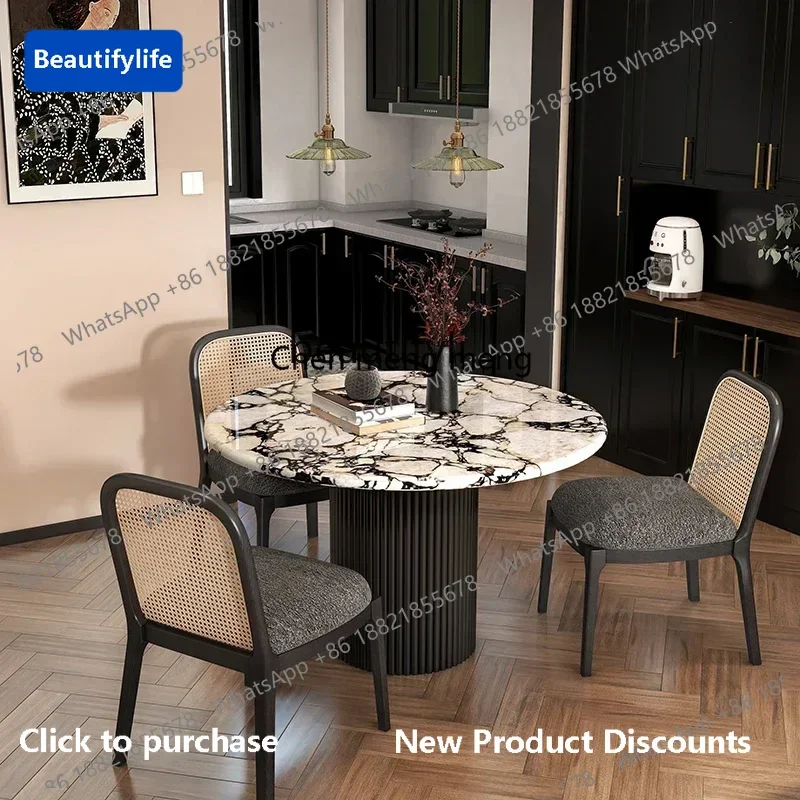 

183F Мраморный обеденный стол, французский ретро, элитный, роскошный, каменный, домашний, круглый стол, современный, легкий, роскошный, из камня, простой