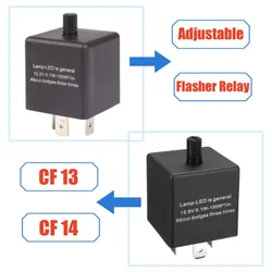 Ajustável LED Flasher Relé, Peças eletrônicas do carro, Turn Signal Light, ajustável, 12V, 3Pins, CF13, CF14