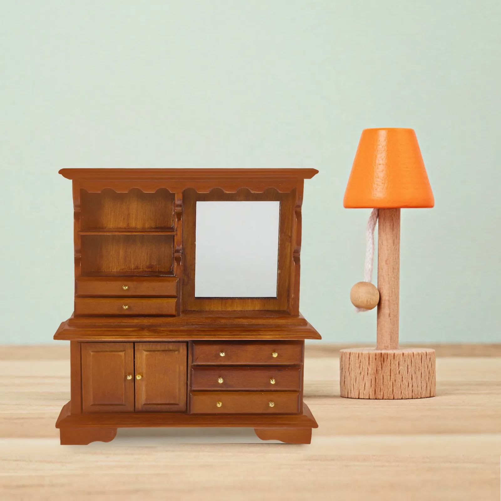 

Миниатюрный деревянный комод в винтажном стиле для декора миниатюрного дома, маленький деревянный шкафчик, аксессуар для миниатюрной спальни