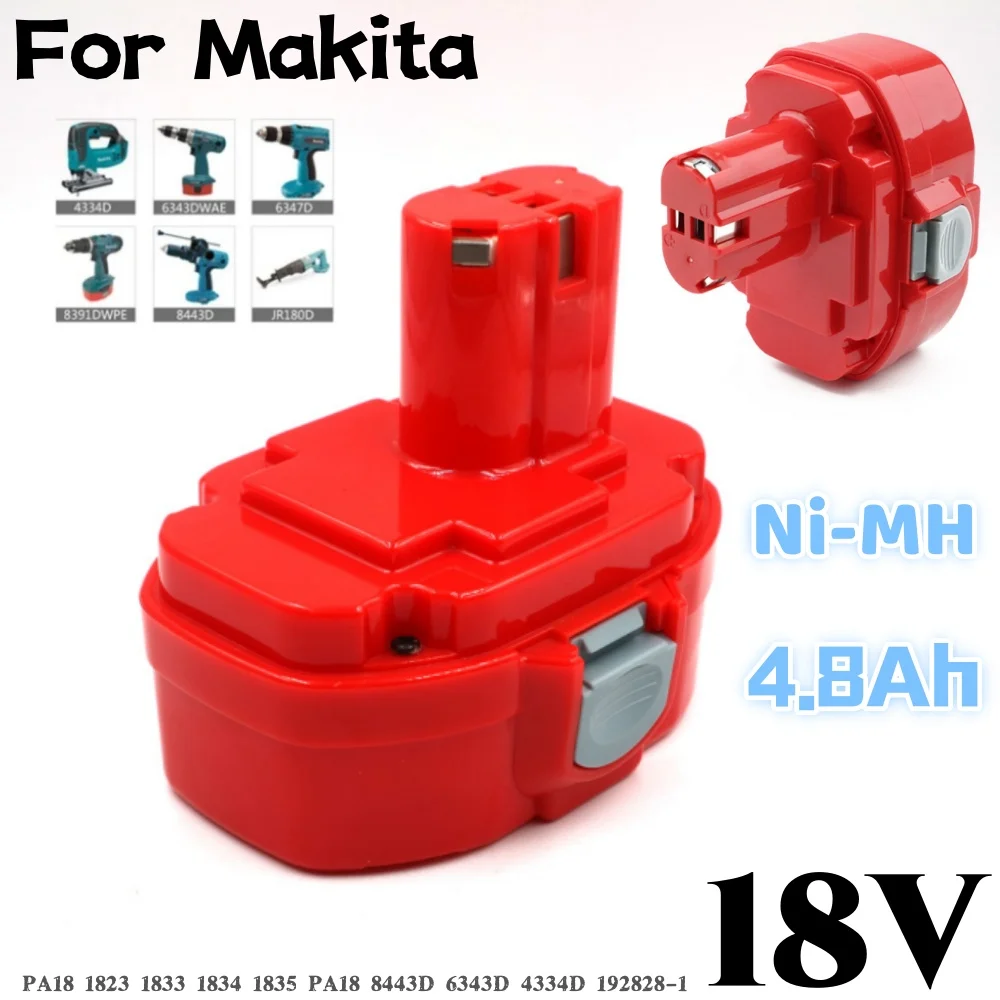 

Для аккумуляторных электрических дрелей Makita 18 В 4,8 Ач NI-MH с аккумулятором 1822 1823 1833 1834 1835 1835F 192827-3 192829-9