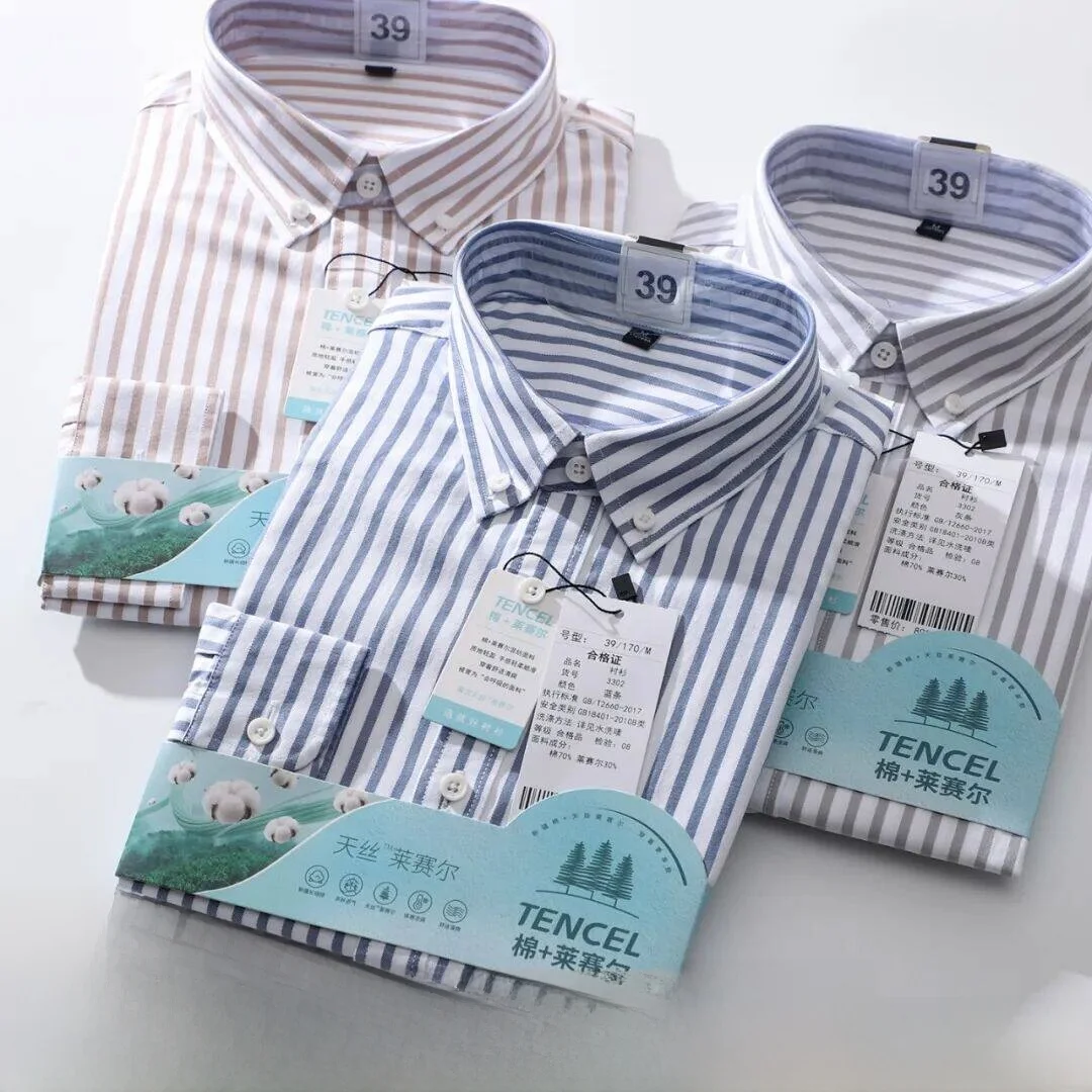 

Мужская рубашка Ropa с длинным рукавом из смесового шелка и лиоцелла, в полоску, легкая, класса люкс, весна-осень, повседневная, на пуговицах