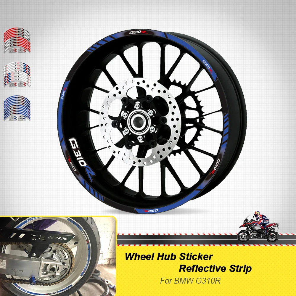 Motorcycle Wheels Hub Stickers Decorative Accessories Decals Rim Tire Reflective Stripe Tape Set For BMW G310R G 310R 310 g310 r