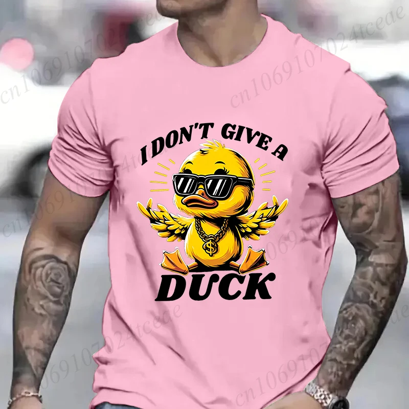 I Don\'t Give A Duck Men\'s T-shirt Funny Trendy Short Sleeve Tees Shirts Fashion Harajuku Graphic Tops Oversized Male Clothing