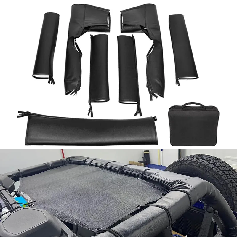 

Car Roll Bar Cover Padding Fits For Jeep Wrangler JL Unlimited 2018-2024 JLU Sahara Rubicon 4-Door with Grab Bag - Leather