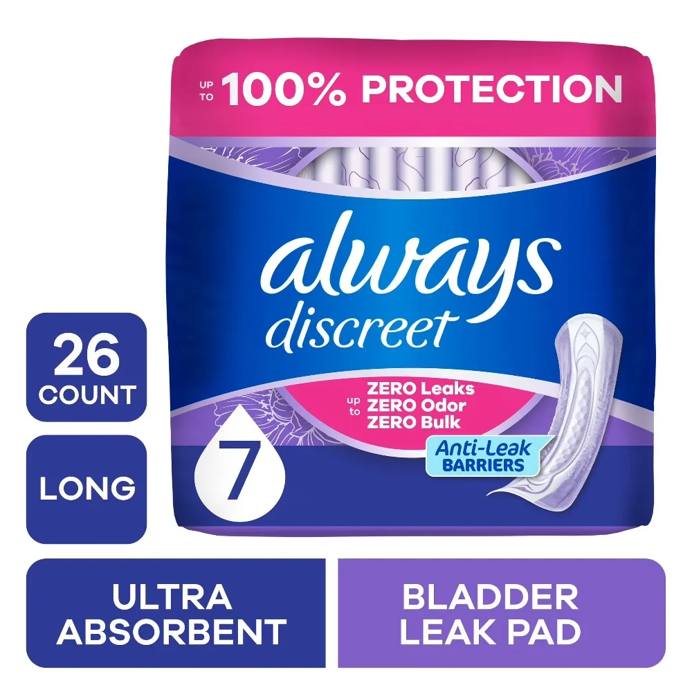 

Extra Long and Absorbent Incontinence Pads for Women Postpartum Bladder Leakage Protection Heavy Flow Pads 26 Count Ultra Thick