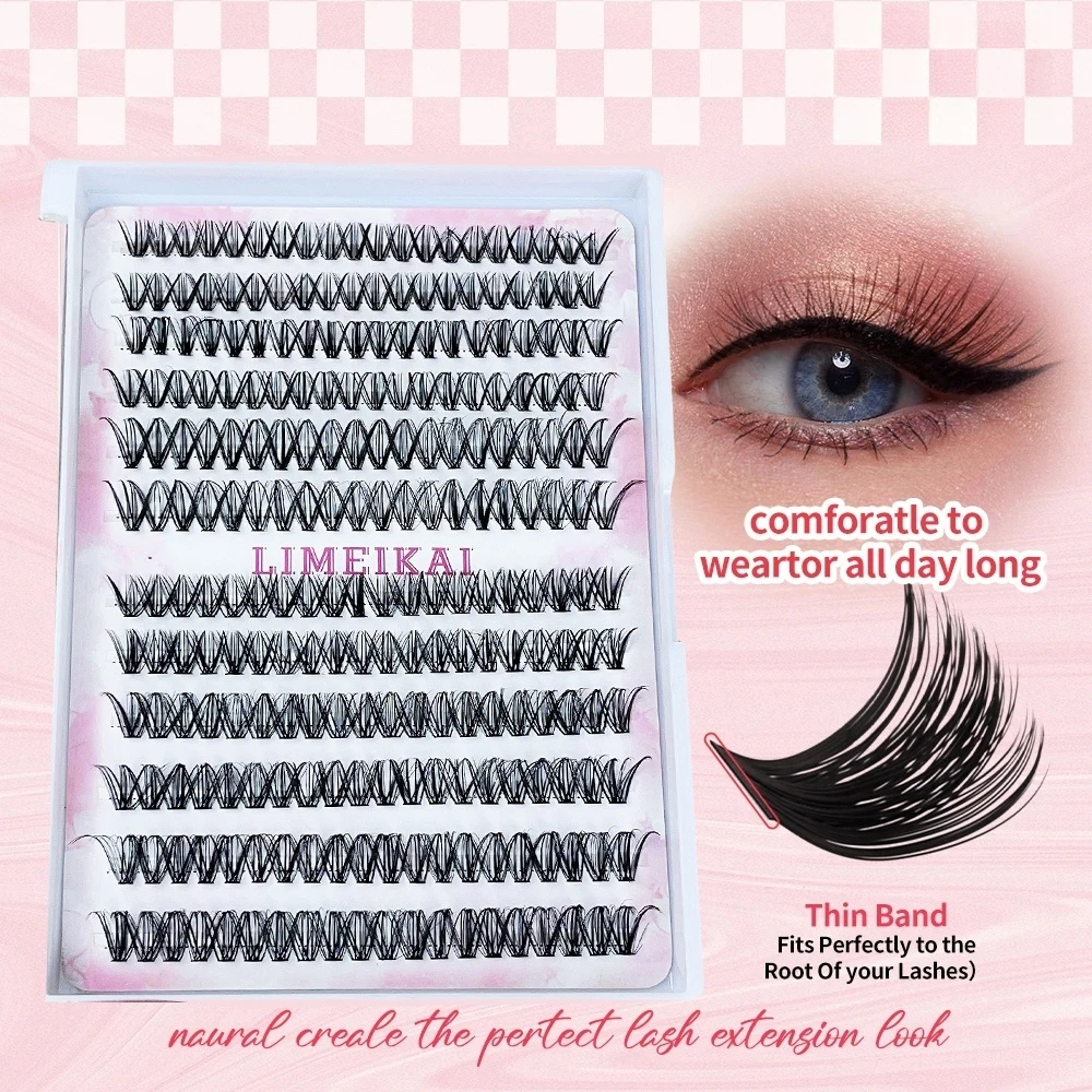 Kit de cils DIY 240 grappes 20D/30D CD Curl effet épais naturel segmenté pour Extensions de cils