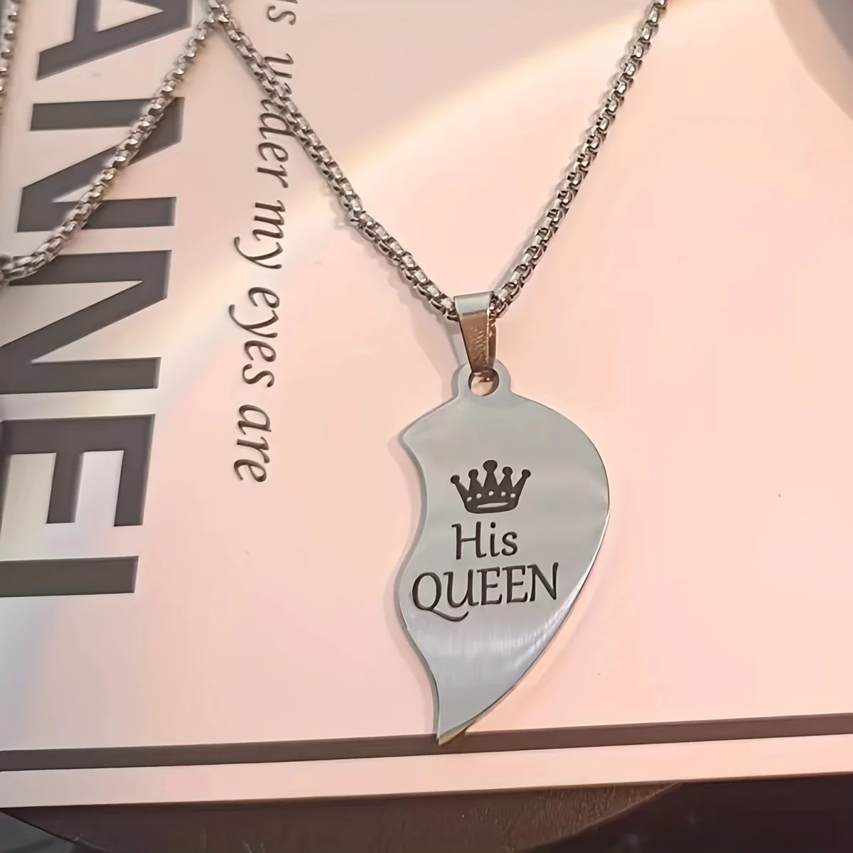 King Queen Crown Couple Confession Love Necklace, Stainless Steel Letter Necklace,A Gift of Love from the World of Love view 6