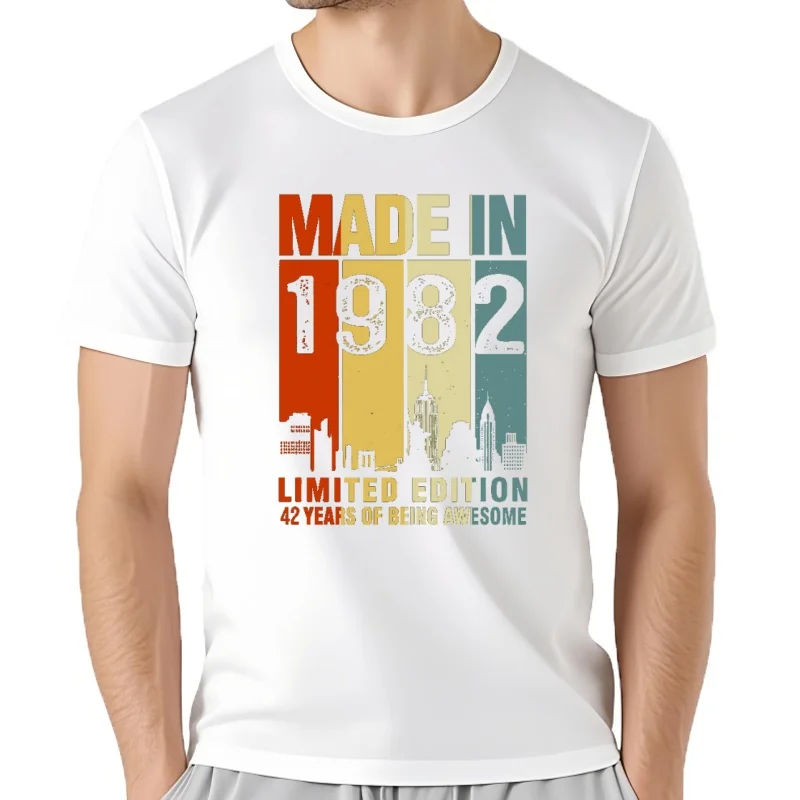 Camisetas divertidas hechas en 1982 edición limitada para hombres, ropa de calle de algodón, regalos de cumpleaños, 42