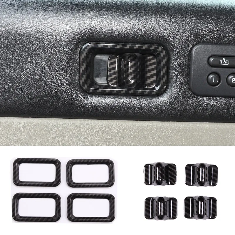 

Car Door Safety Lock Switch Cover Decorative Frame Sticker For Hummer H2 2003-2007 ABS Carbon Fiber/Silver/Red Car Accessories