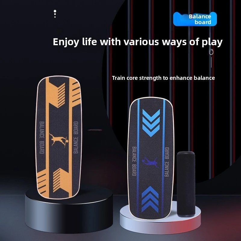Anti Slip Wooden Adjustable Balance Trainer Board with Column, Home Yoga Fitness Pedal for Core Training & Bodybuilding
