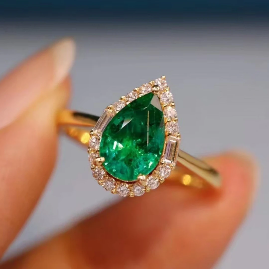 KJJEAXCMY Fine Jewelry High Clarity Natural excellent Colombian Emerald Women's Ring S925 Silver Electroplating Process Inlaid