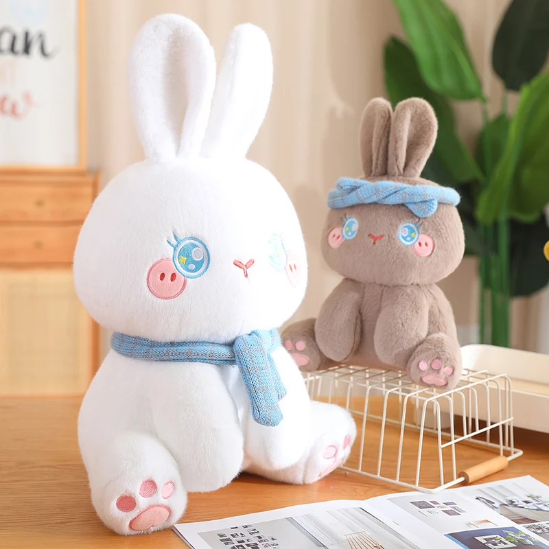 

Super Soft 30/50cm Bunny Plush Toys Cute Stuffed Animal Rabbit Dolls With Swinging Scarf Kawaii Throw Pillow for Girl Kids Gifts