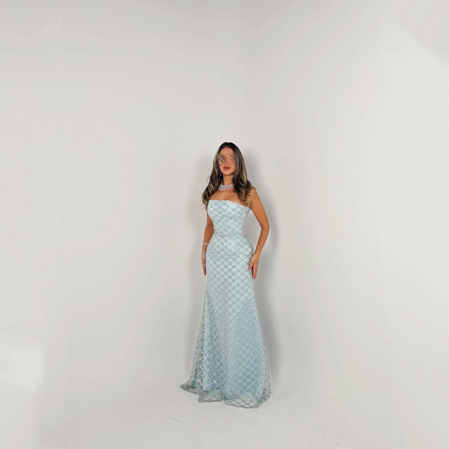 

Lorrtta Blue Women's Evening Dress Elegant Women's Dresses for Wedding Party Customized فساتين سهرة Vestidos De Festa Rhombus