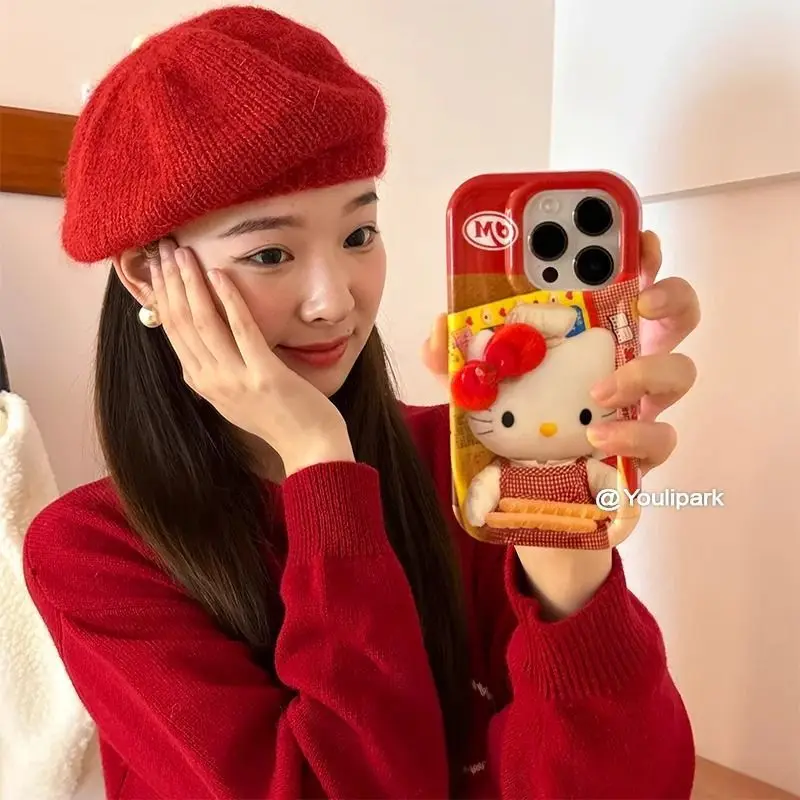 Kawaii Sanrio Hello Kitty Bow Cute Cartoon Phone Case For iPhone 16 15 14 13 12 11 ProMax XR XS 7 8Plus Drop Cover Girls Y2k New