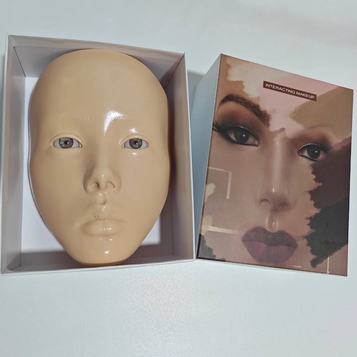 White Skin Color Full Face Reusable Makeup Board Silicone Practice Pad for Makeup Beauty Academy Cosmetic （EU and US versions)