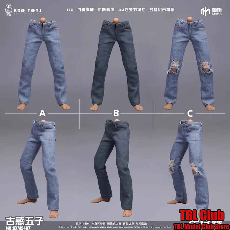 

BBOTOYS XM2407 A/B/C 1/6 Scale Male Clothes Young and Dangerous Series Straight Leg Jeans For 12-inch Action Figure Soldier