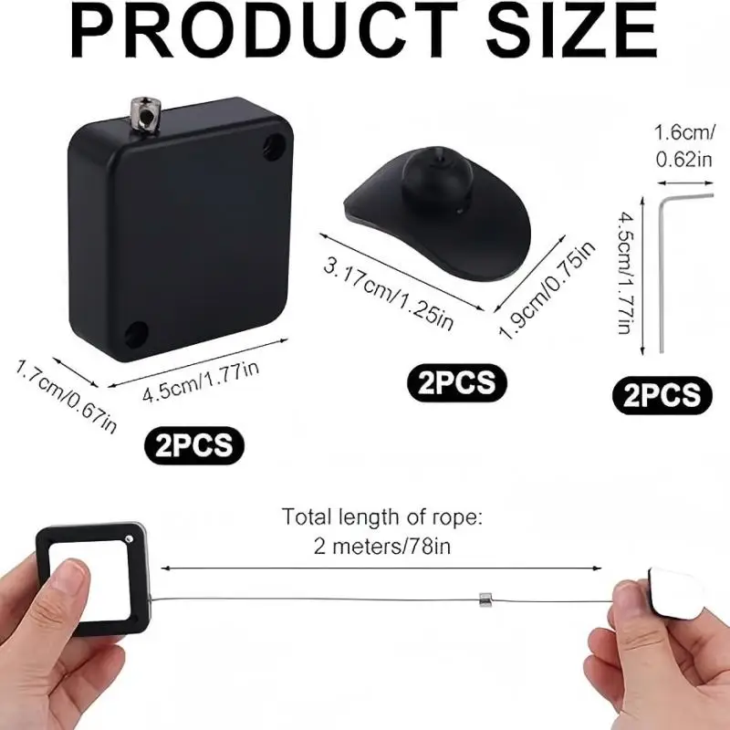2 pces bloqueio de cabo remoto super resistente punch-livre retrátil controle remoto tethers 6.6ft/2m cabo de segurança cordão bloqueio