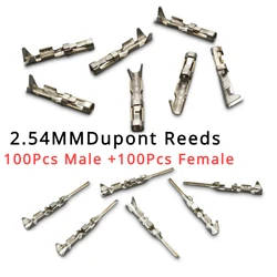 100pcs male + 100pcs Female 2.54mm Dupont reed Dupont Jumper Wire 2.54 Dupont languette Connector Terminal Pins Crimp