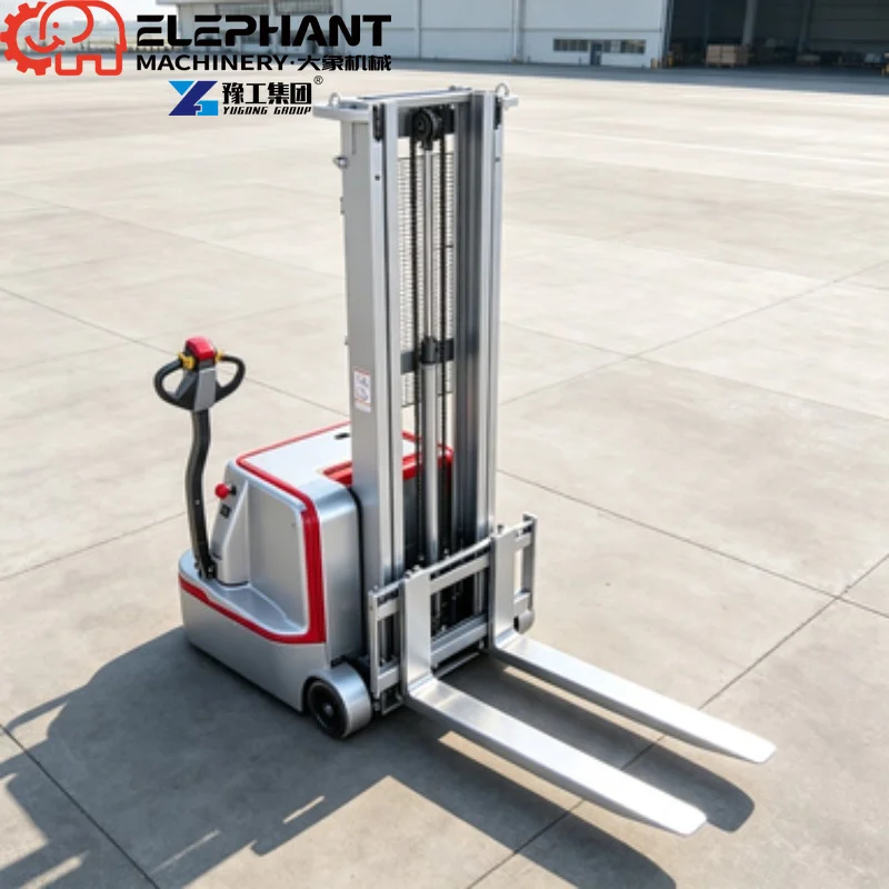 1.6 Ton Walkie Rider Straddle Electric Stacker, 3-Stage Full Free Mast Pallet Lifter With Optional Lithium Battery
