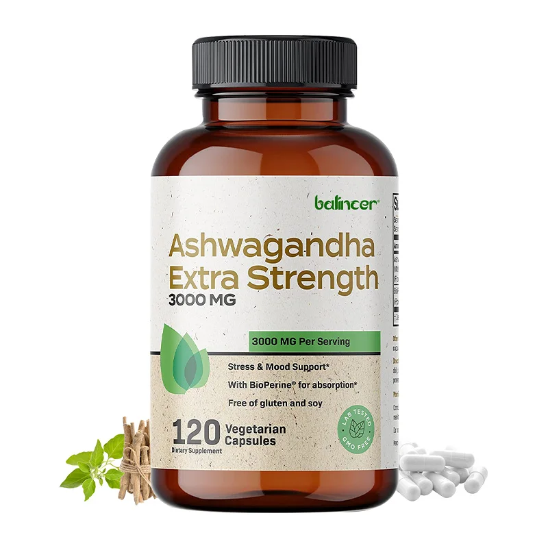 Ashwagandha Capsules 3000mg with Black Pepper, Stress Relief, Mood Balance, Focus, Brain Health, Energy & Sleep Support