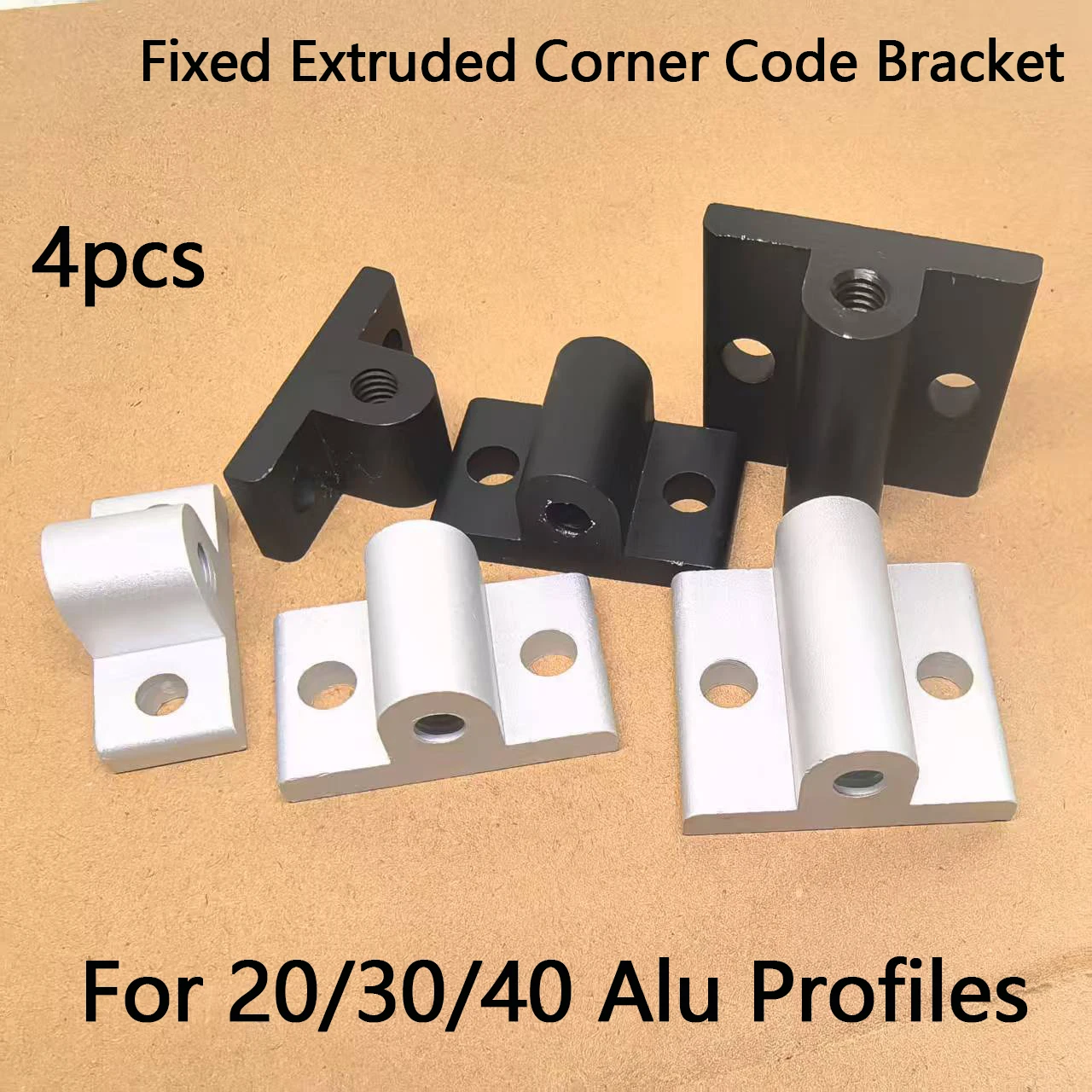 4PCS Aluminum Profile Plate Holder Foot Pad Caster Wheel Connector Fixed Extruded Corner Code Bracket for 20/30/40 Alu Profiles