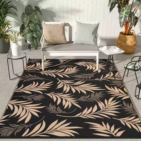 Waterproof Outdoor Area Rug &ndash; Reversible Large Floor Mat for Patio, Balcony, Porch, Beach &amp; Camping, Durable Deck &amp; Picnic Rug