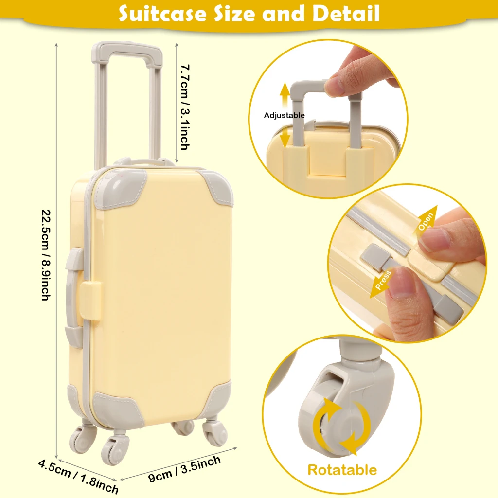 High Capacity Doll Suitcase For 11.5 inch Clothes Travel Furniture Accessories Luggage Sunglass Computer for Kids Toys for Girls