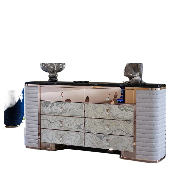 

Villa mansion large flat modern light luxury entrance cabinet, living room home marble new high-end