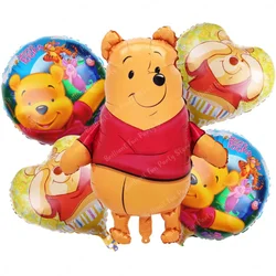 5Pcs Disney Winnie the Pooh Balloon Party Supplies Pooh Bear Party Aluminum Foil Balloons for Baby Shower Birthday Party Decor