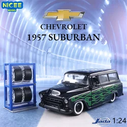 1:24 1957 CHEVY SUBURBAN Vintage Model diecast Car Metal Chevrolet Alloy Model Car For Kids Gift Collection J159