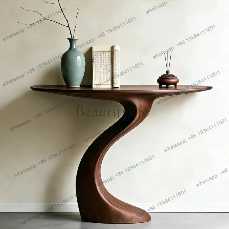 

New Chinese-style North American black walnut special-shaped end view table, living room, Italian minimalist semicircular