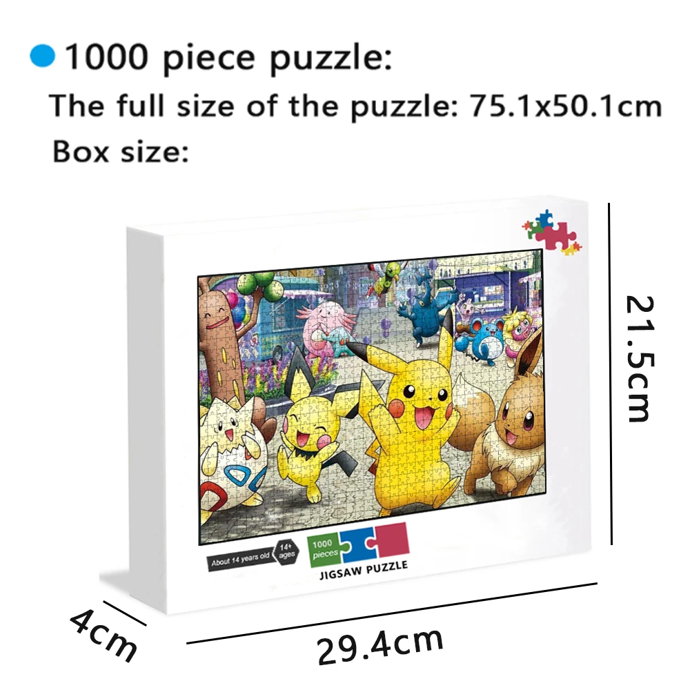 Pokemon Pikachu Art Puzzles 300/500/1000 Pieces Jigsaw Puzzle Creative Pictures Educational Toys Fun Family Game for Kids Adults