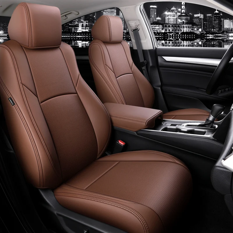 Custom Fit Car Seat Covers Accessories Full Set Middle Perforated Genuine Leather Specific For Honda Fit Accord Civic CRV 3