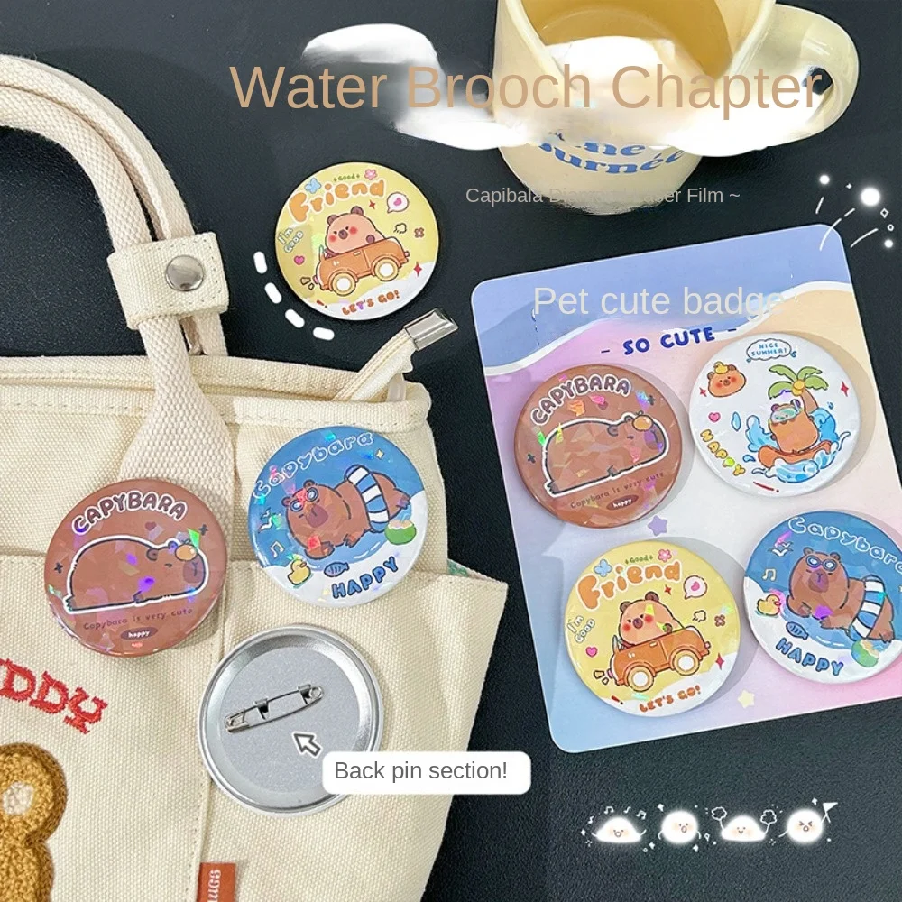 Baru Irony Capybara Pin melingkar kembali Pin bros kartun lencana