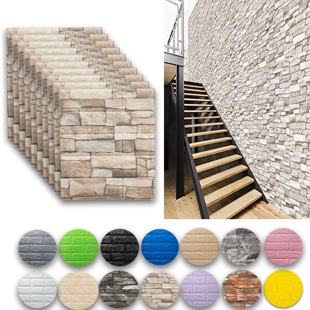 

10/20pcs 3D Wall Stickers Self Adhesive Foam Pane Room Decor Waterproof peel and stick Wallpaper for Interior Decoration