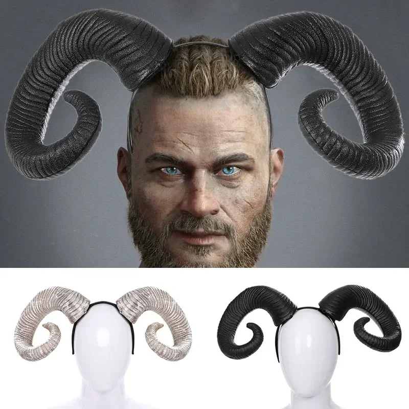 

Halloween Cosplay Handmade Anime Sheep Horn Headband Hairband Accessory Demon Evil Gothic Lolita Headwear Prop for Party Gift
