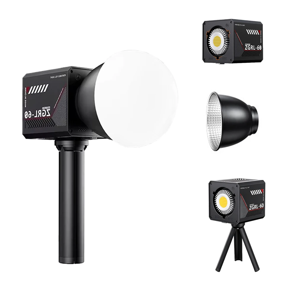 60W Portable COB Video Fill Light 8000mAh Rechargeable 2700K-6500K Bi-color Photography Lamp for Vlog Live Portrait Shooting