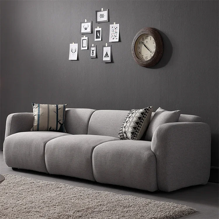 

Simple Style Gray Density Spandex Non-woven Fabric Sectional Hotel Couch Convertible Combination Living Room Sofa Set