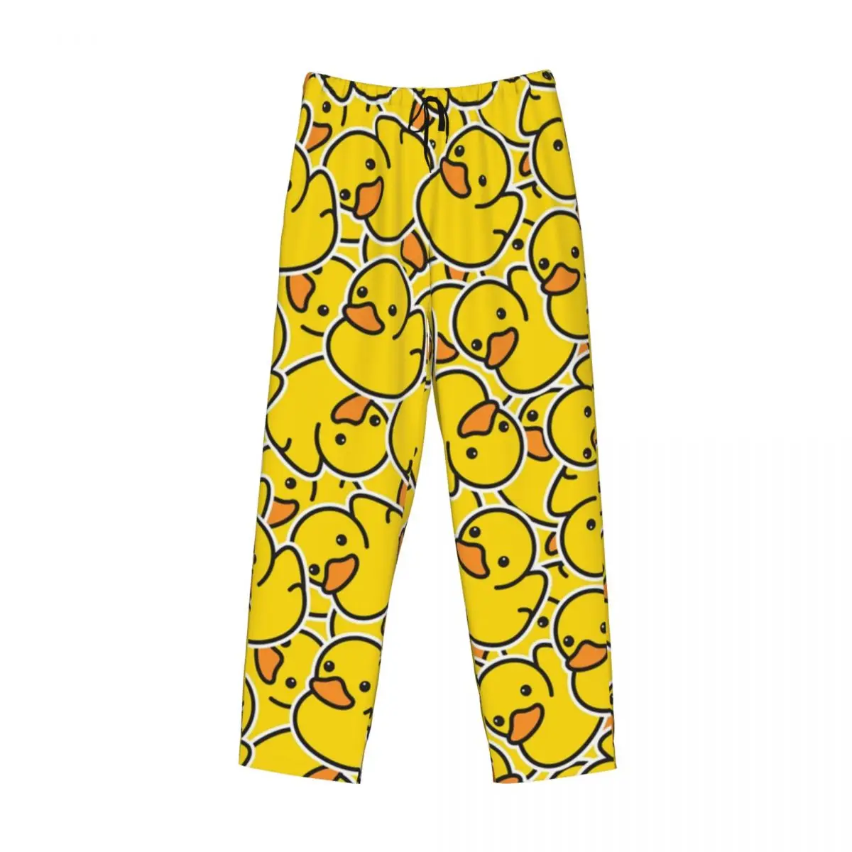 Custom Yellow Classic Rubber Duck Gothic Pajama Pants Sleepwear Men's Elastic Waistband Sleep Lounge Bottoms with Pockets