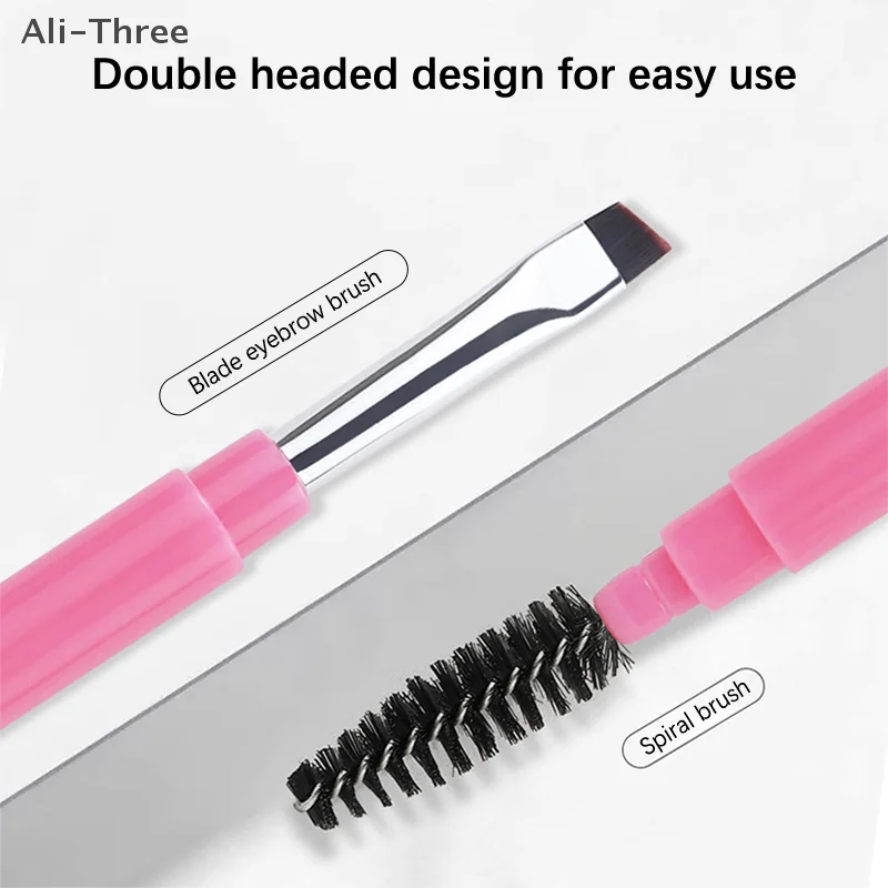 1 قطعة فرشاة الحاجب المحمولة مزدوجة الرأس فرشاة حلزونية فرشاة تحديد العين مع غطاء فرشاة للمكياج الحاجب تمديد ماكياج أداة #4