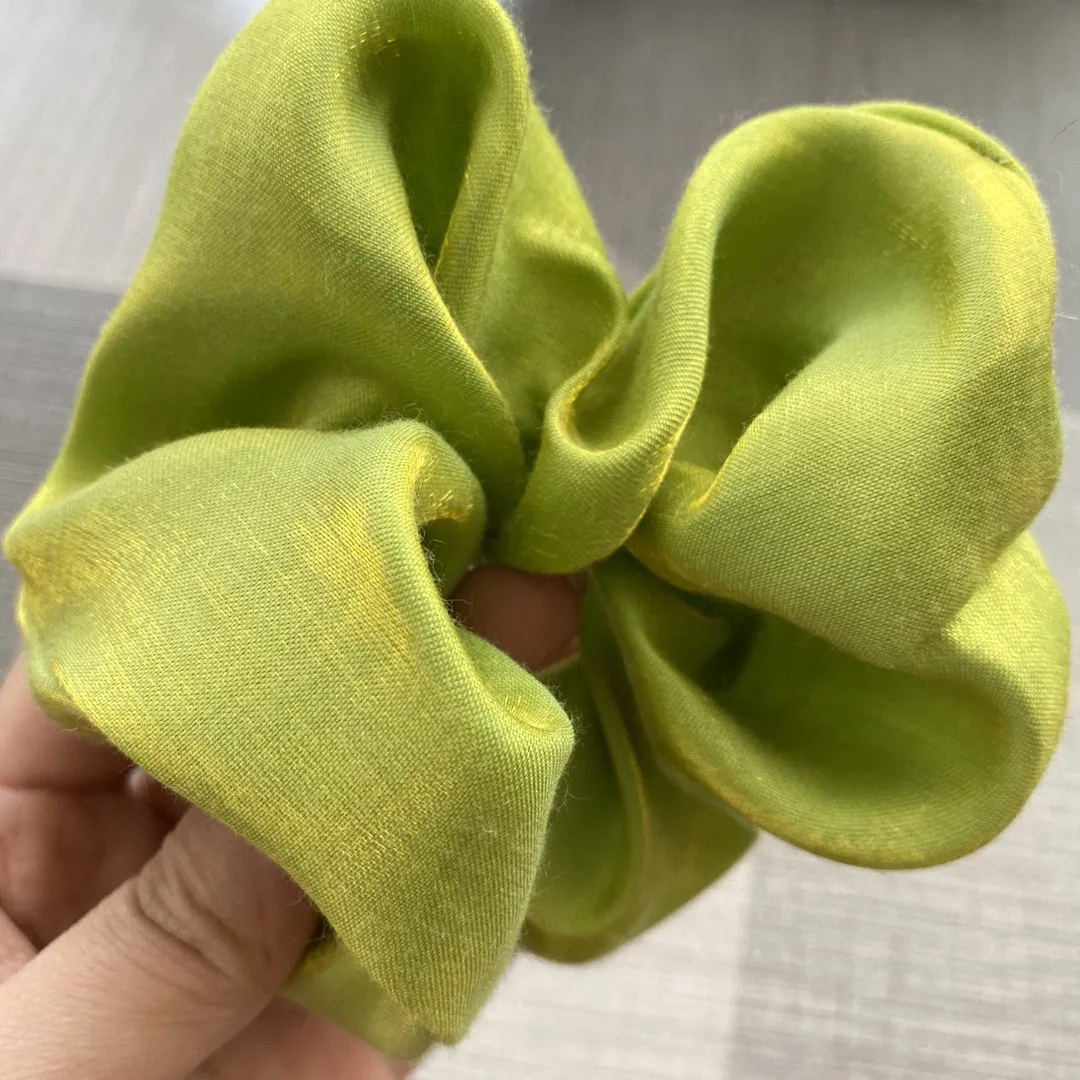 100% Silk Linen Scrunchies for hair circles mermaid luster illusion color  fairy beauty Elastic  Hairties for women