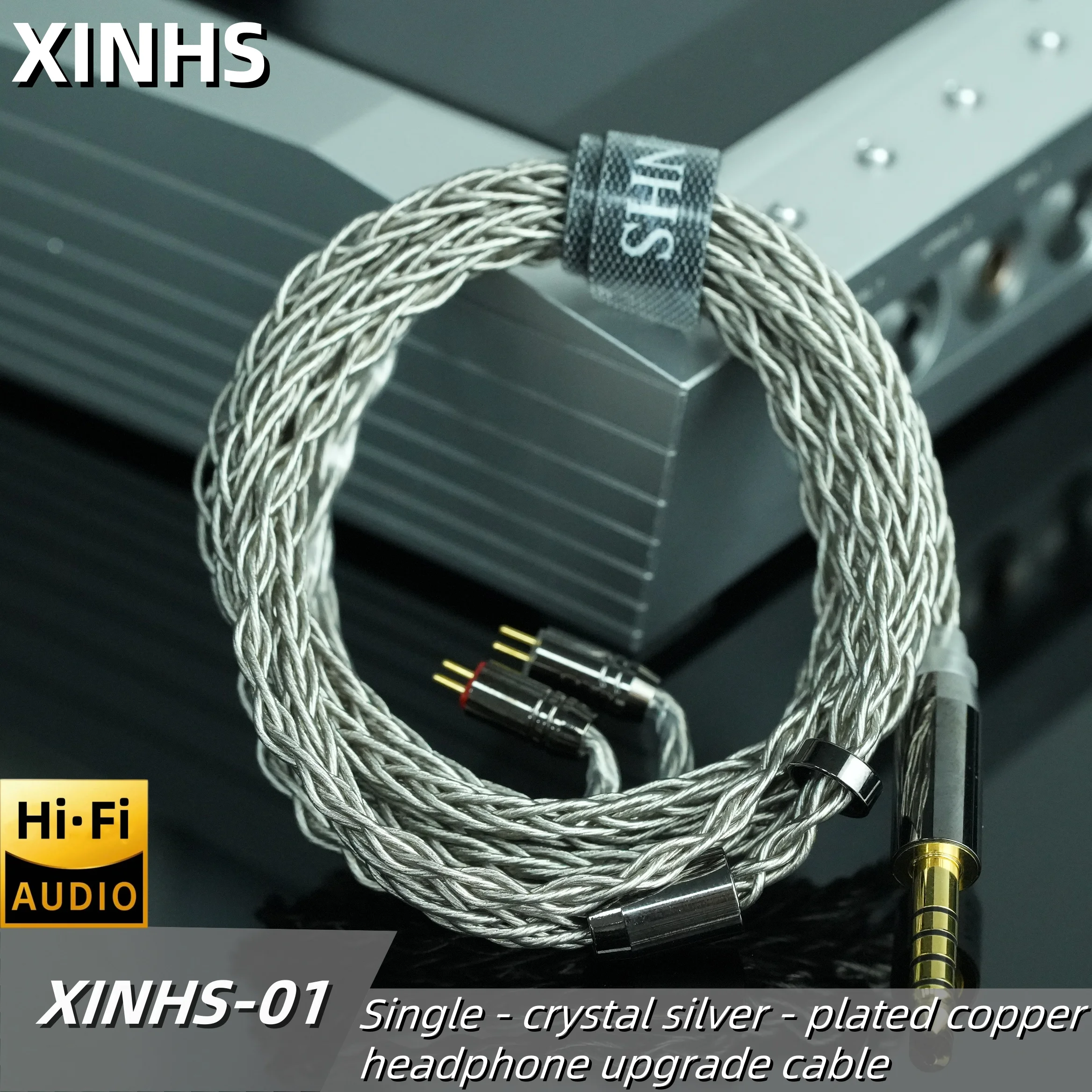 

XINHS 8-жильный серый однокристальный медный кабель для KZ KZZSX ZSN ES3 KC2