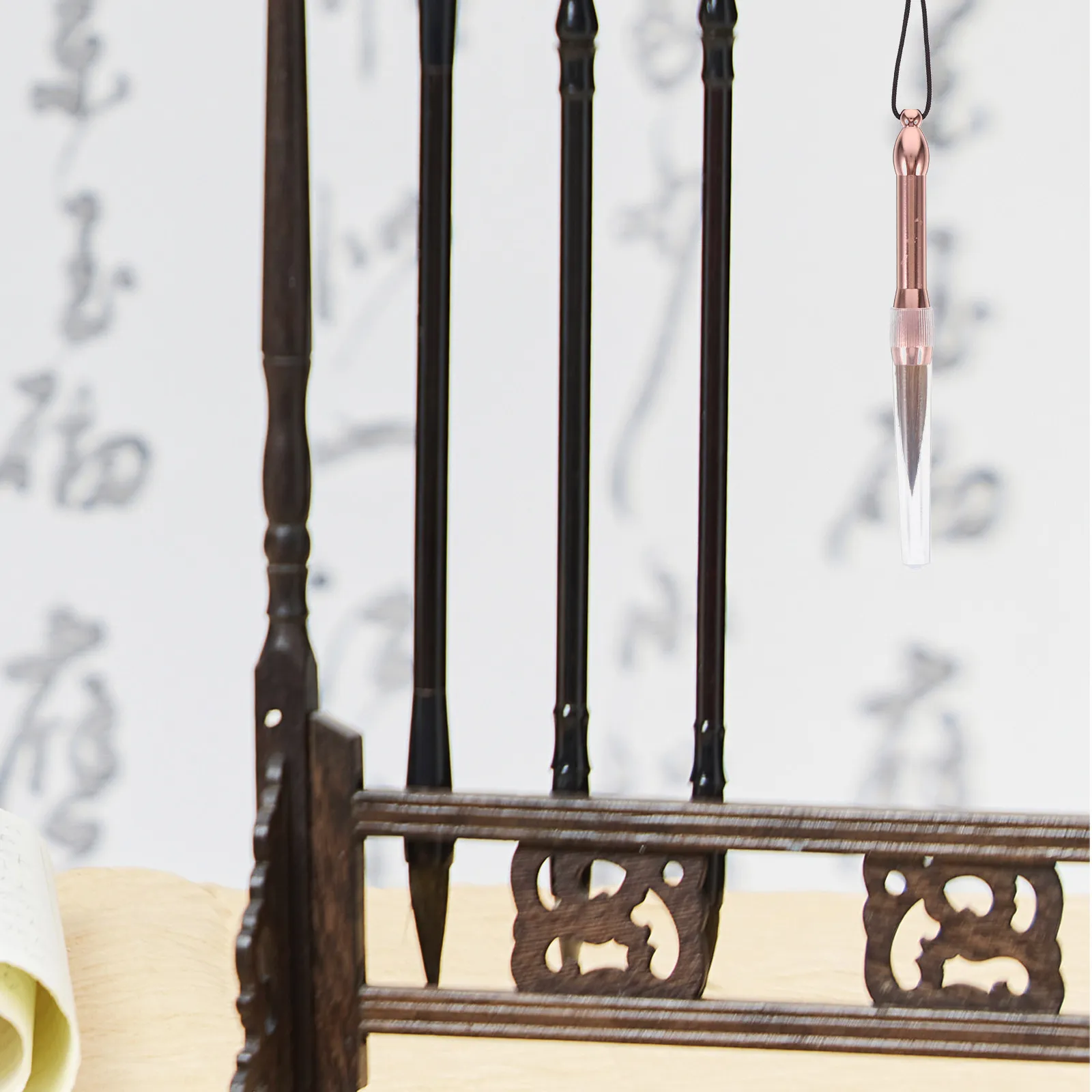 

Mini Pocket Chinese Calligraphy Brush Copper Rod Soft Tip Calligraphy Pen Smooth Writing for Practicing Chinese Painting Ink