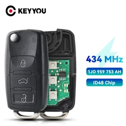 KEYYOU-składana klapka zdalnie sterowany klucz, 3 przyciski, 434Mhz, ID48, Chip 1 j0959753ah, do volkswagena, VW, Beetle, Bora, golfa, passata B5