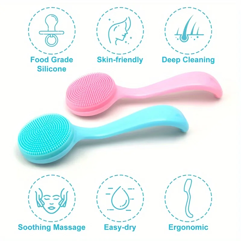 Conjunto de escova de limpeza facial manual de silicone, 6 peças, remoção de cravo para limpeza profunda e esfoliação suave, aplicador de máscara facial