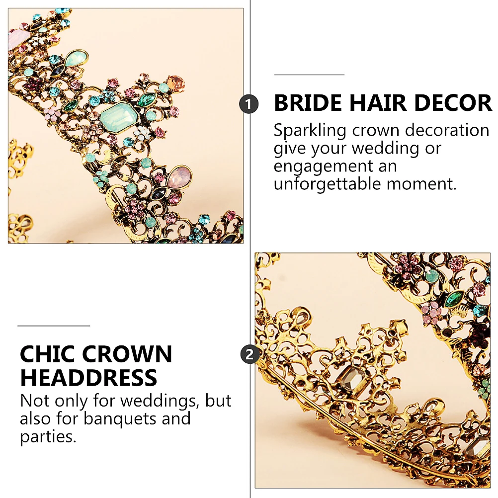 

Vintage Baroque Crown Headdress Rhinestone Alloy Tiara Crown For Women Lightweight Bridal Wedding Party Costume Birthday Mothers