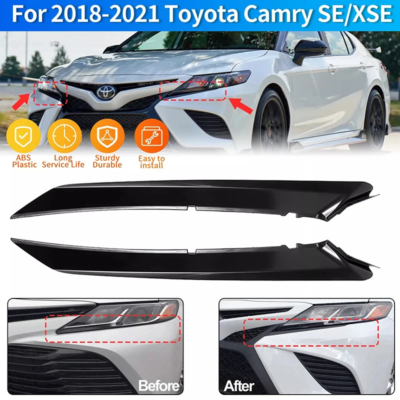 1 Pair Front Bumper Grille Headlight Lower Trim Cover For Toyota Camry SE XSE 2018 2019 2020 2021 2022 5271306100 5271206100